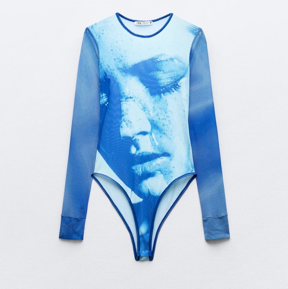 NWT ZARA PRINTED TULLE BODYSUIT